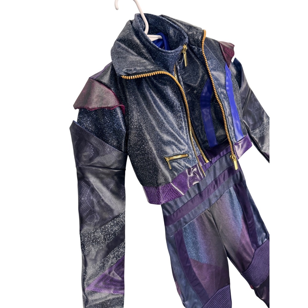 Disney Descendants Mal Costume 3 piece set Jumpsuit, Jacket, Vest- Small